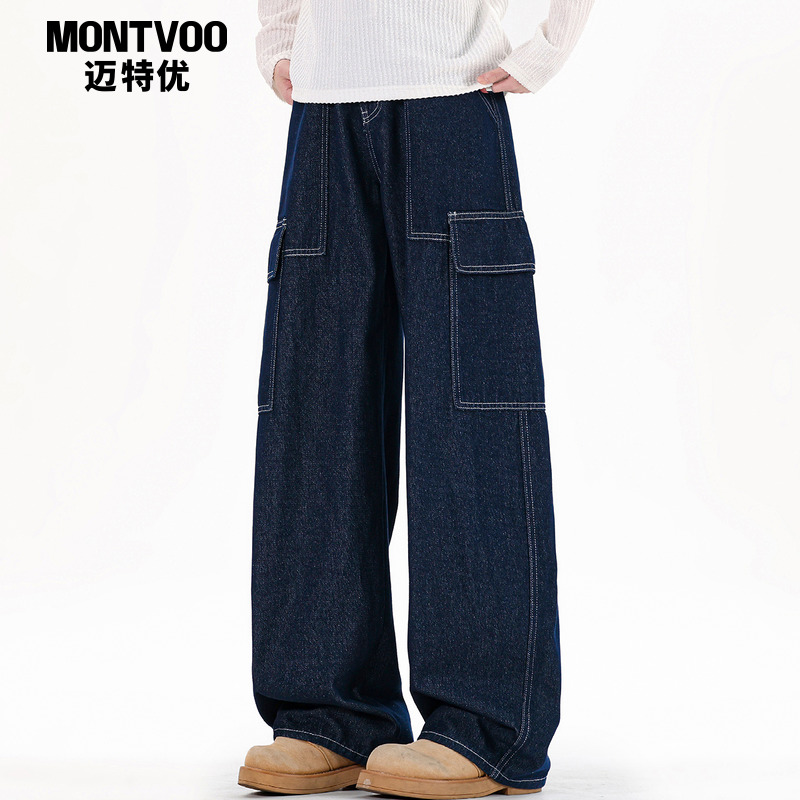 【谁看不迷糊】复古工装软牛仔裤