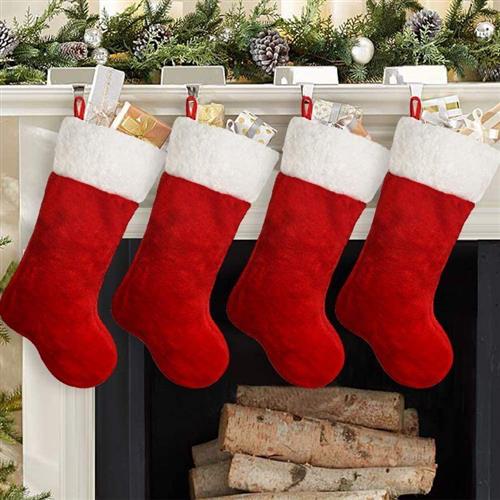 42cm Christmas Stockings White Plush Cuff Hanging Socks Pers