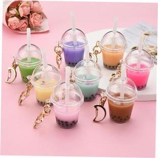 Tea Simulation Mini Acrylic Cute Women Keychain Bubble For