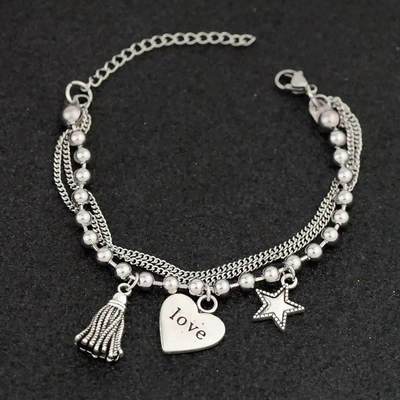 Bohe Punk Stainless Steel Multilayer Chain Bracelets For Wom