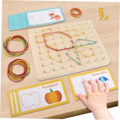 Wood Geoboard Set Graphical Educational Toys Shape Puzzle