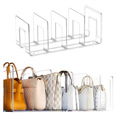 Clear Plastic Purse Handbag Organizer 4 Sections Bag Closet