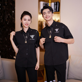 短袖 龙丽儿高档夜场酒吧服务员工作服男女KTV少爷服工装 潮流套装