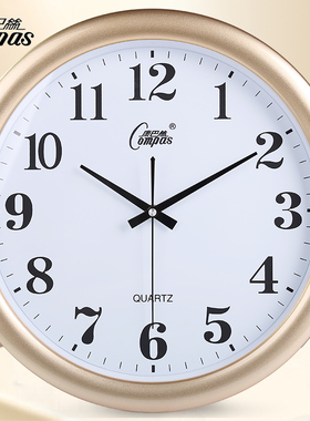 康巴丝16英寸玻璃挂钟客厅扫秒静音机芯钟表简约创意挂表个性圆形