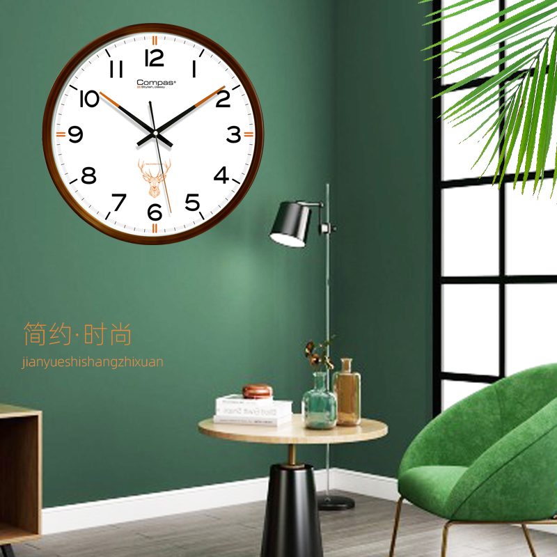 康巴丝静音客厅圆形大号石英钟