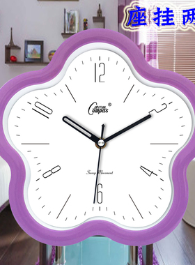 康巴丝创意挂钟客厅10英寸儿童房玻璃桌钟静音扫秒机芯艺白色钟表