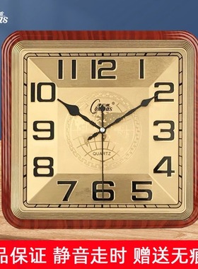 康巴丝长方形轻奢客厅挂钟静音玻璃中国风英寸个性创意扫秒机芯表