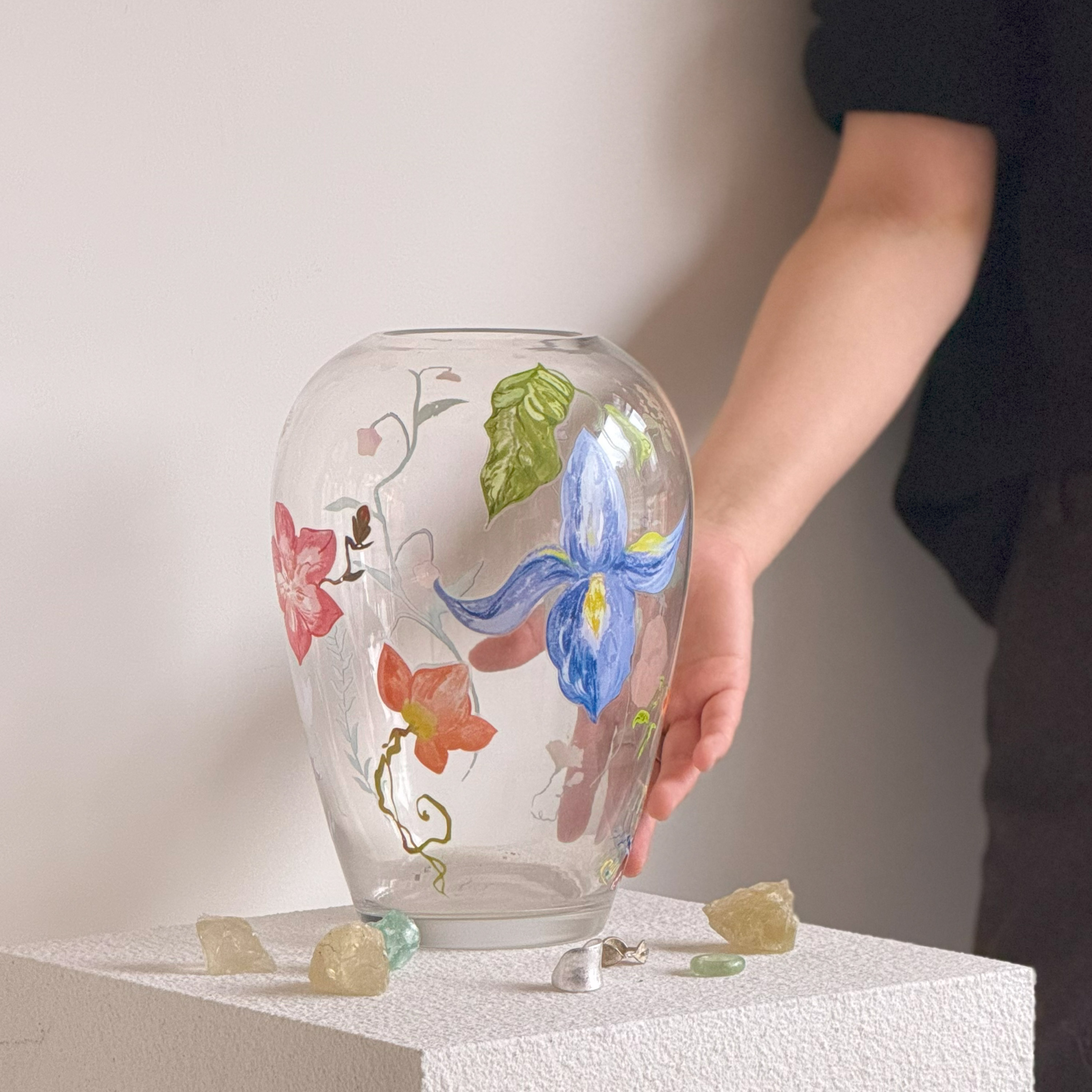 【Echo Bloom】原创中古风复古法式玻璃花瓶家具插花家居摆件花器