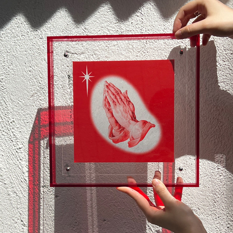 【我们永远满怀希望】原创海报挂画丢勒祈祷的手亚克力现代装饰画