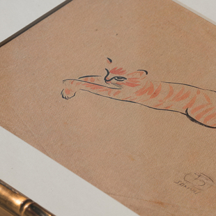 小众复古怀旧实木客厅餐厅卧室装 法式 常玉新中式 饰画 粉红猫咪