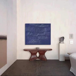 纯色线条抽象极简高级客厅巨幅装 Twombly神作 饰画实木挂画