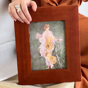 客厅餐边柜实木挂画 庞贝古城复古花神芙罗拉岩板画软装 岩板画