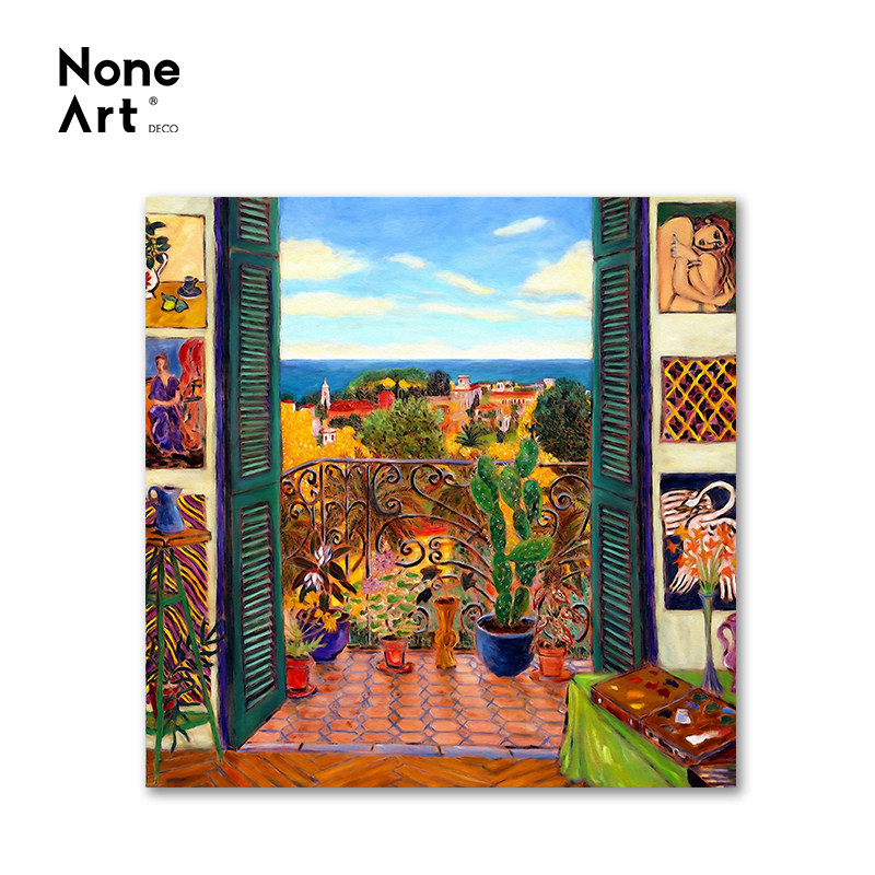 马蒂斯的画室北欧小清新绿植小众ins留白金属无框简框装饰画挂画