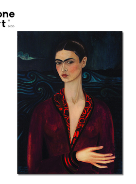 NONE ART《穿天鹅绒的女士》Frida弗里达卧室装饰画小众画北欧画