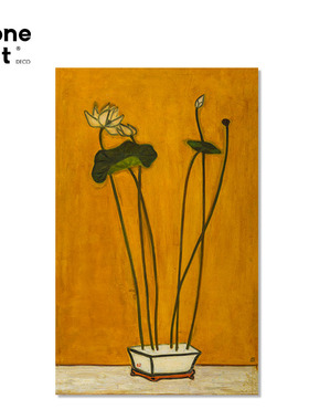 常玉盆栽@中式复古小众北欧植物油画玄关 卧室餐厅客厅装饰画挂画