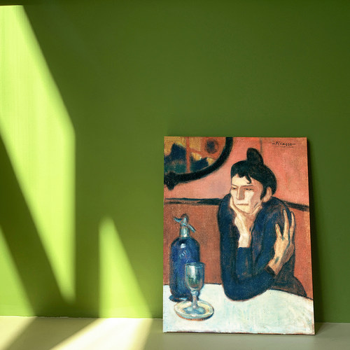 喝苦艾酒的人毕加索油画酒吧挂画