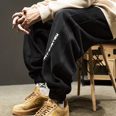 特大码300斤日系宽松束脚卫裤男