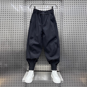 300斤工装 秋冬宽松痞帅哈伦裤 裤 男裤 男潮牌束脚排扣休闲裤 特大码