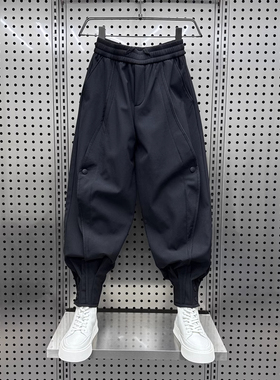 特大码300斤工装裤男潮牌束脚排扣休闲裤男裤秋冬宽松痞帅哈伦裤2