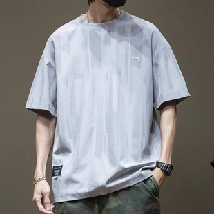 大码300斤冰丝速干短袖t恤男宽松男装上衣夏季凉爽男士日系打底衫