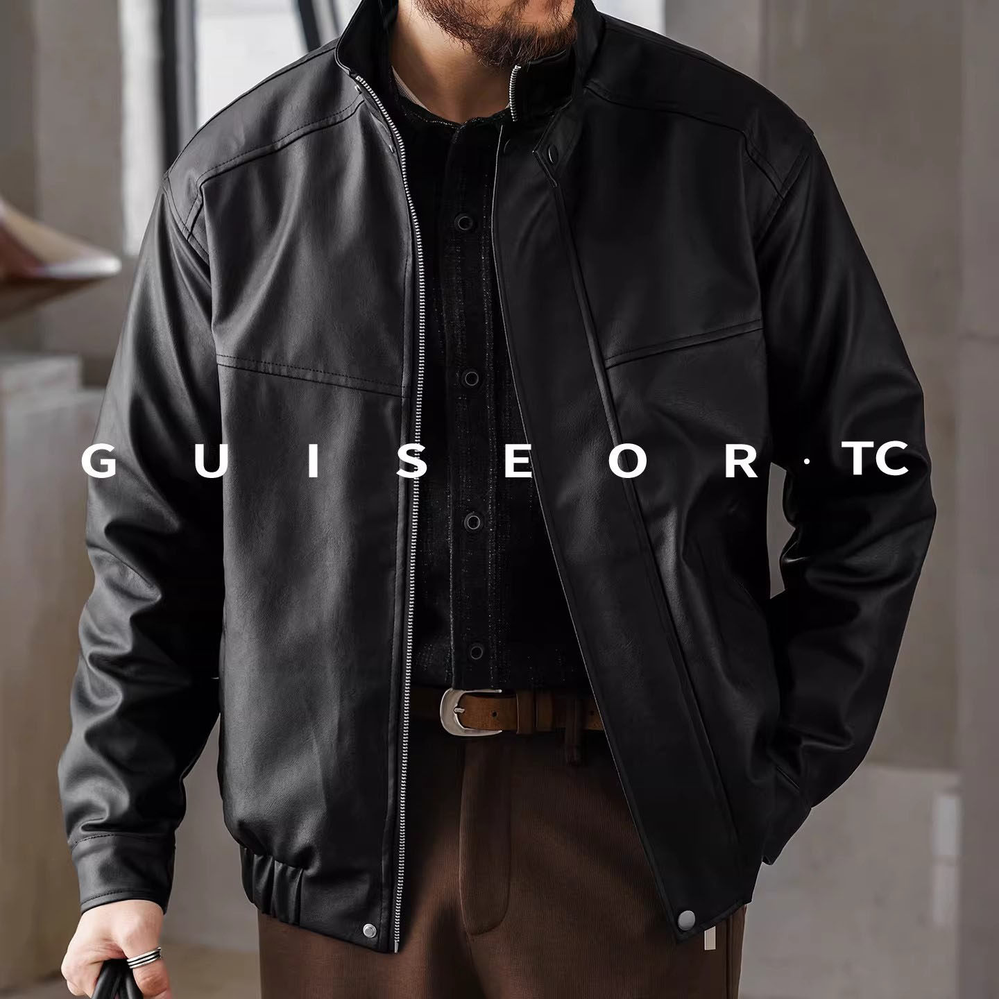 大码美式复古立领机车PU皮衣男士春秋新款潮牌宽松皮夹克休闲外套,男装,夹克,淘宝优惠券,粉丝福利购,淘宝优惠卷