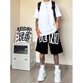 篮球训练五分裤 特大码 马裤 男高街潮牌美式 子夏 300斤休闲运动短裤