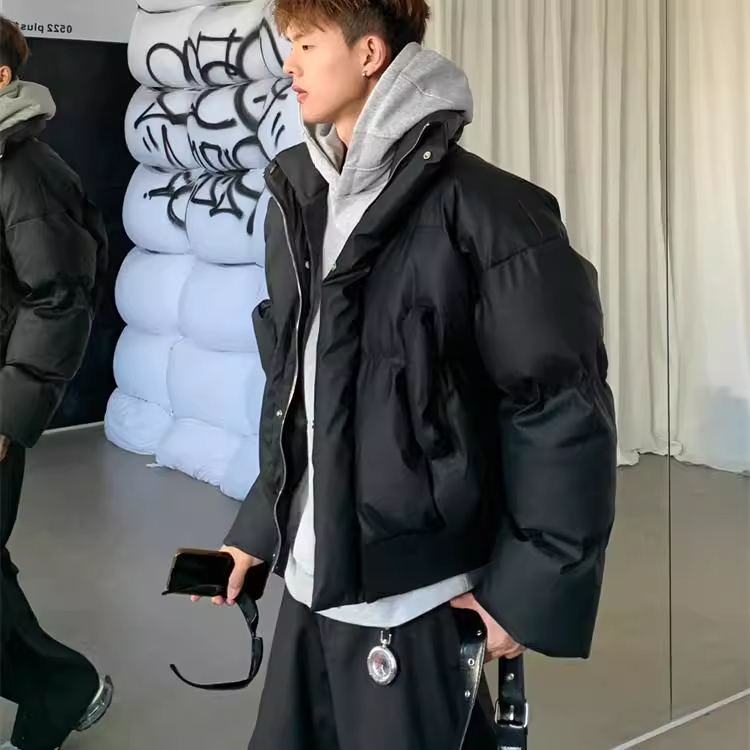 大码美式复古冬季加厚羽绒棉服男