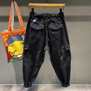 裤 复古纯棉高街工装 男春秋款 宽松大码 潮牌 2024新款 束脚休闲裤 美式
