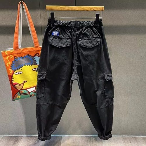 新款美式复古纯棉高街工装裤男