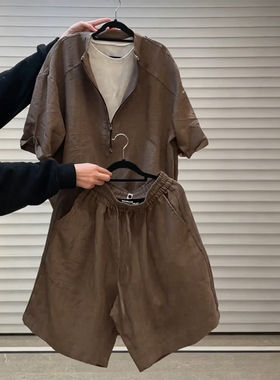 大码300斤男薄款假两件套装