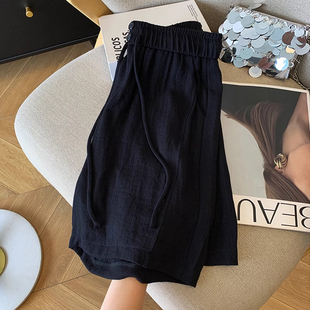 轻薄透气中裤 大码 潮牌休闲五分裤 男夏季 300斤老钱风复古亚麻短裤