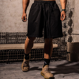 300斤简约重磅运动短裤 纯棉健身五分裤 男士 阔版 子2 宽松美式 特大码