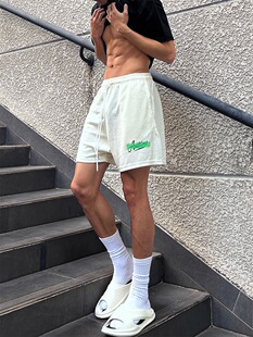 男华夫格训练夏季 大码 300斤美式 篮球短裤 宽松透气三分四分运动裤