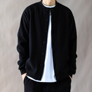 大码 复古重磅夹克男秋冬加绒宽松休闲高街翻领外套卫衣 300斤美式