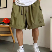 男宽松潮牌街头休闲五分裤 大码 复古大口袋工装 短裤 300斤夏季 美式