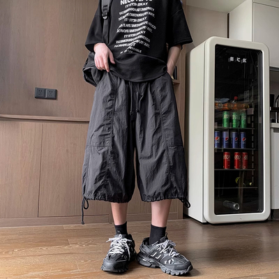 大码300斤美式工装七分裤男