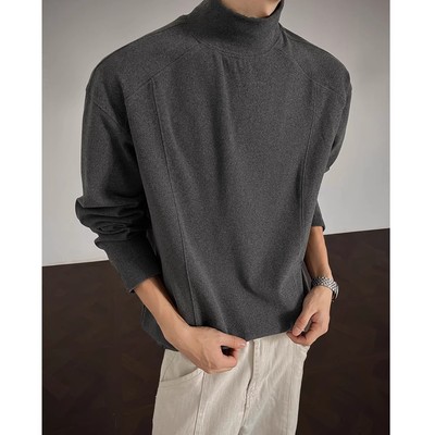 大码半高领德绒打底衫男秋冬保暖