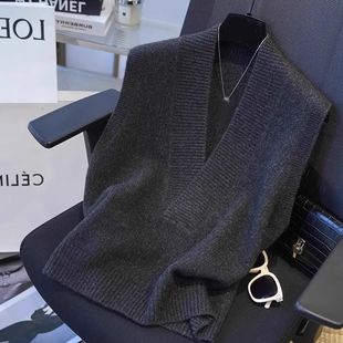 叠穿毛衣男女装 马甲秋冬纯色针织衫 300斤简约时髦百搭v领无袖 大码