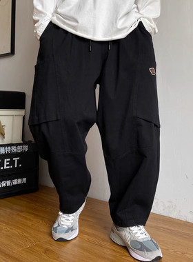 大码秋季美式休闲大口袋工装裤男