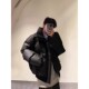 300斤短款 羽绒棉服男冬季 立领pu皮面包服高街工装 特大码 美式 外套