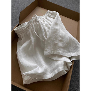 男夏日轻薄透气宽松慵懒冰丝五分裤 大码 300斤老钱风天丝亚麻短裤