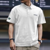男短袖 复古polo衫 t恤夏季 微宽松肌理感弹力半袖 大码 男款 300斤美式