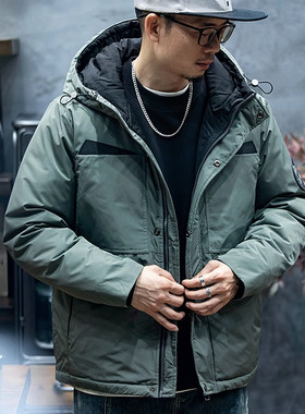 大码冬季连帽短款羽绒棉服男