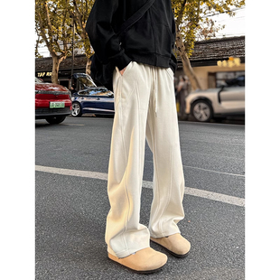 男春夏潮牌宽松垂感直筒休闲百搭长裤 重磅弯刀卫裤 300斤美式 大码