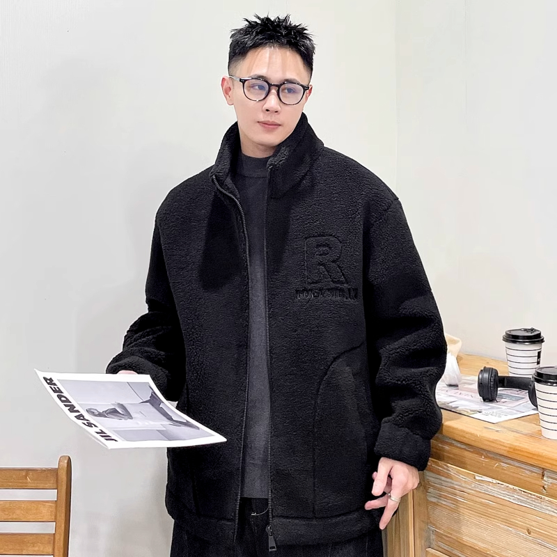 大码300斤羊羔毛外套男士冬季