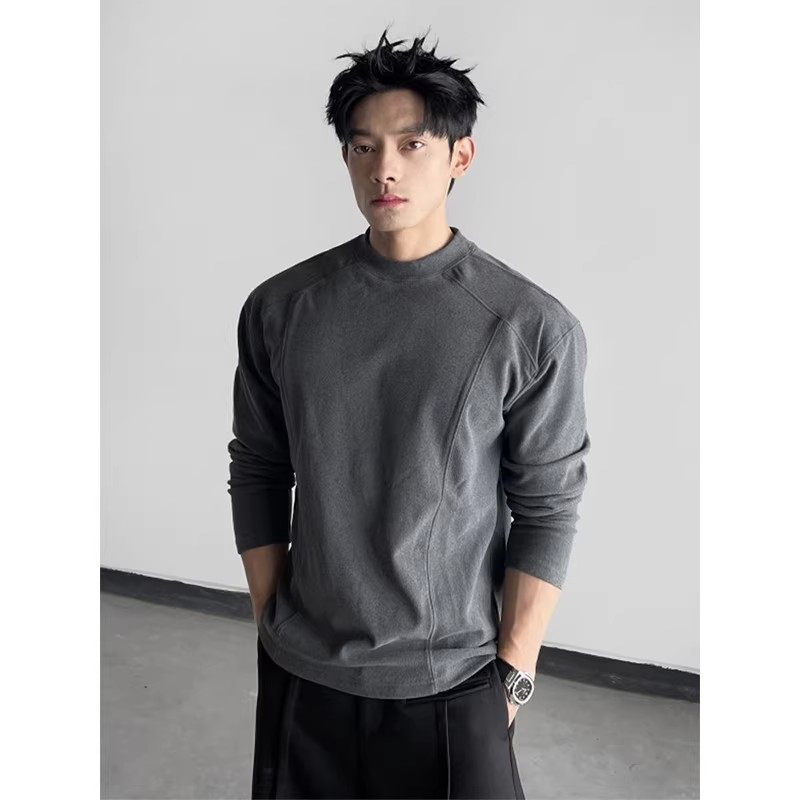 大码圆领德绒打底衫长袖T恤男款重磅秋冬内搭上衣解构拼接保暖衣,男装,T恤,淘宝优惠券,粉丝福利购,淘宝优惠卷