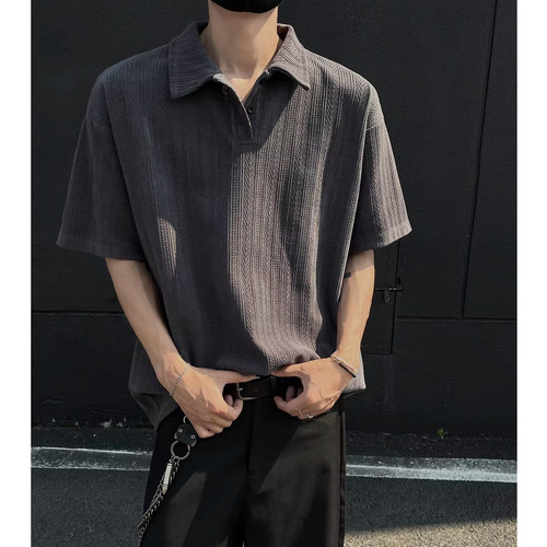 大码复古老钱风麦穗纹POLO衫男