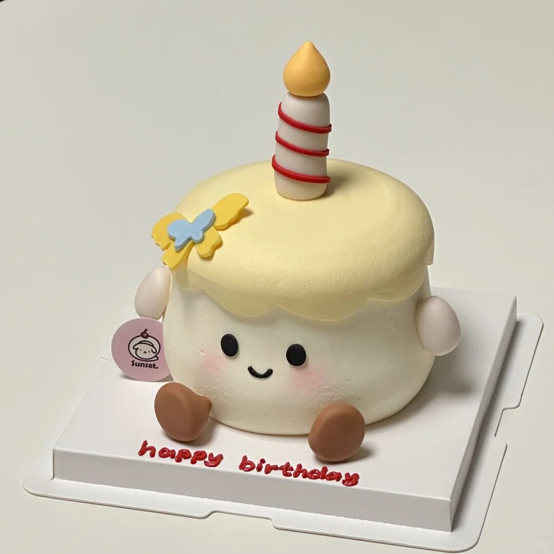 蜡烛人蛋糕装饰摆件小红书ins可爱简约生日蜡烛小脚蛋糕插牌插件