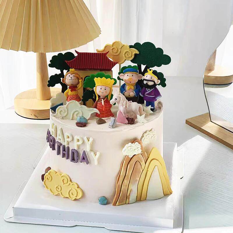 网红西游记师徒四人取经主题生日蛋糕装饰摆件白云插件孙悟空配件