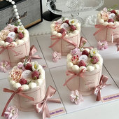 女神节快乐粉色贴纸围边蛋糕装 饰配件 饰蝴蝶结丝带妈妈节日派对装